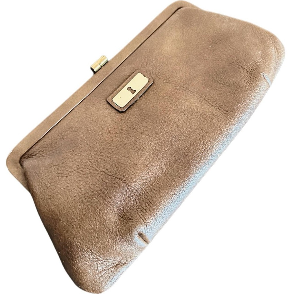 Vintage 1940s 1950s Brown Leather Clutch Bag Classic Retro Bullskin True Rare